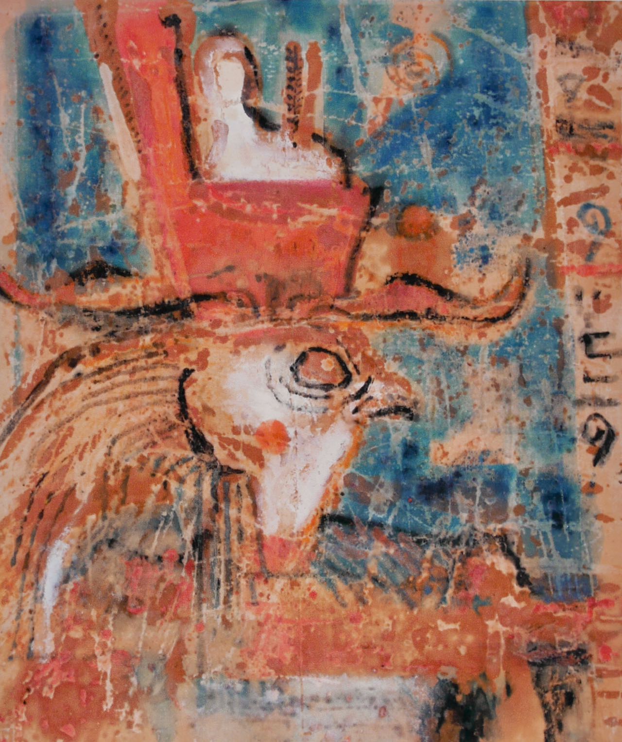 Himmelsgott Horus mit Falkenkopf (Edfu) 2010, 60 x 71 cm