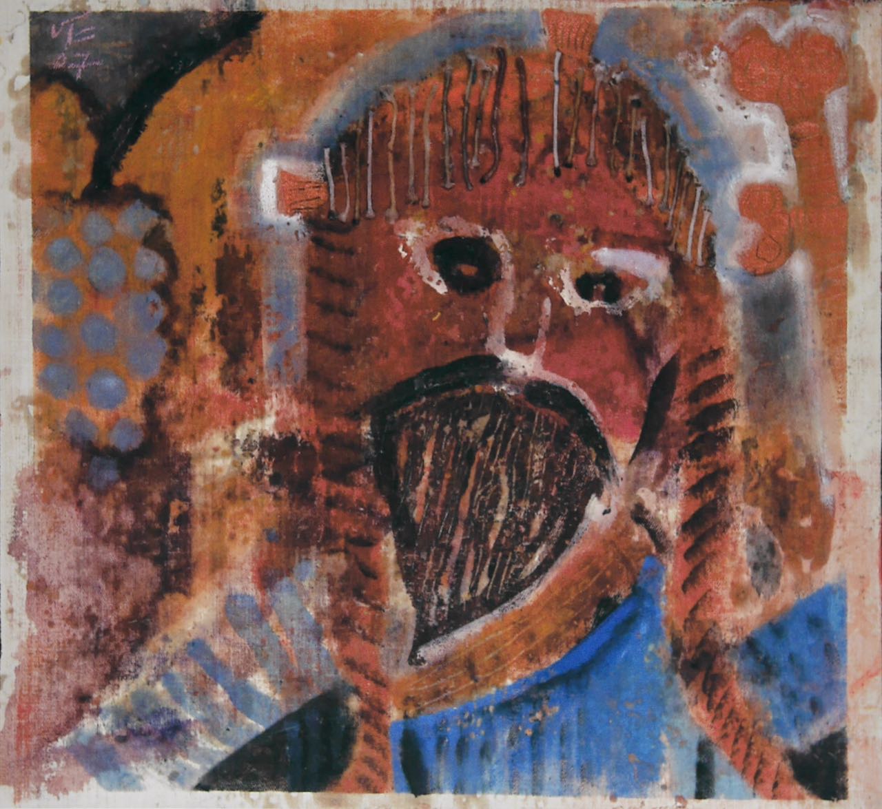 Christus mit Zöpfen aus Seilen (Sewan) 2007, 54 x 50 cm