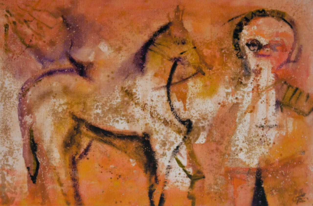 Mann mit Pferd (Gndevank) 2006, 99 x 66 cm