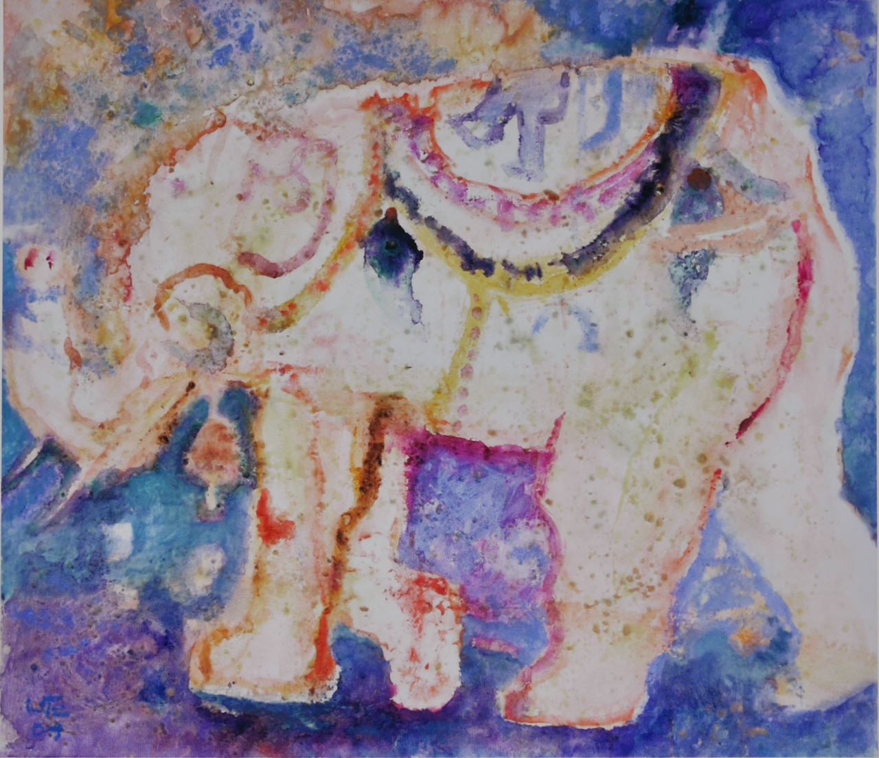 Elephant aus dem Hochzeitszug (Palast von Afrosiob, Usbekistan) 2009, 70 x 80 cm