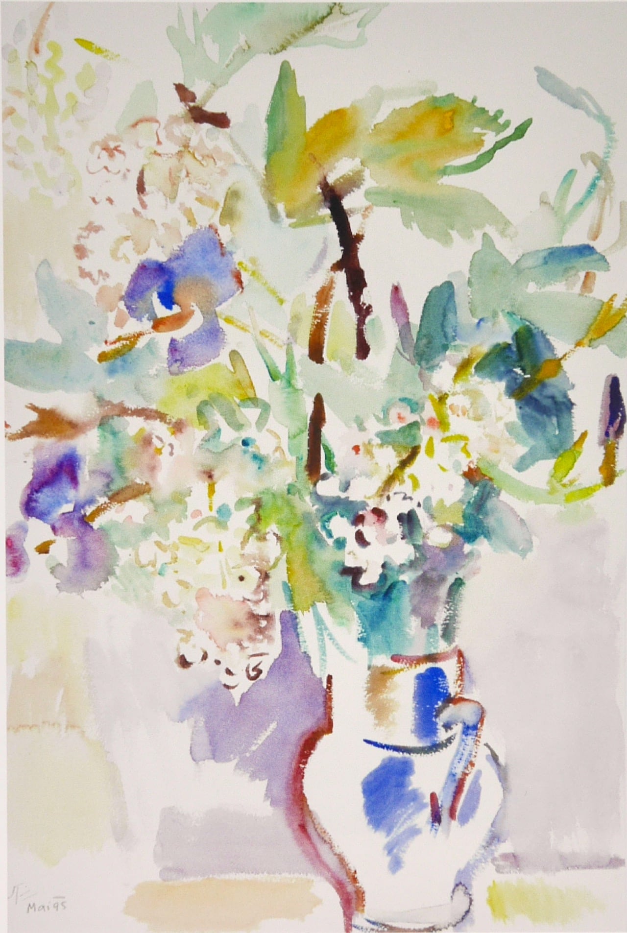 Kastanienblüten und Schwertlilien 1995 38 x 55 cm